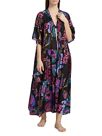 Fatima Paisley Tiered Kimono-Style Cover-Up