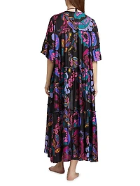 Fatima Paisley Tiered Kimono-Style Cover-Up