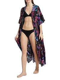 Fatima Paisley Tiered Kimono-Style Cover-Up