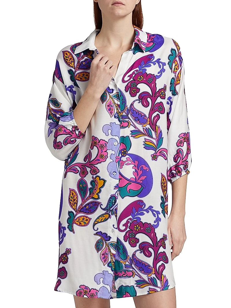 Fatima Paisley Button-Front Shirt