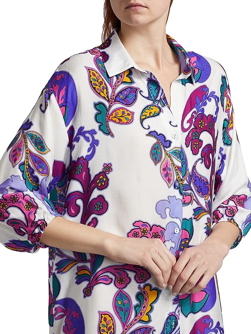Fatima Paisley Button-Front Shirt