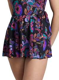 Fatima Paisley Wrap Tie-Waist Swimdress