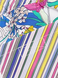 Floral & Striped High-Waisted Board Shorts