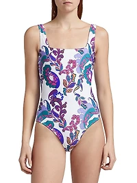 Paisley Reversible Square Neck One-Piece Swimsuit