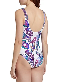 Paisley Reversible Square Neck One-Piece Swimsuit