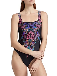 Paisley Reversible Square Neck One-Piece Swimsuit