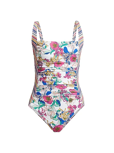 Aldrich Printed Ruched One-Piece Swimsuit