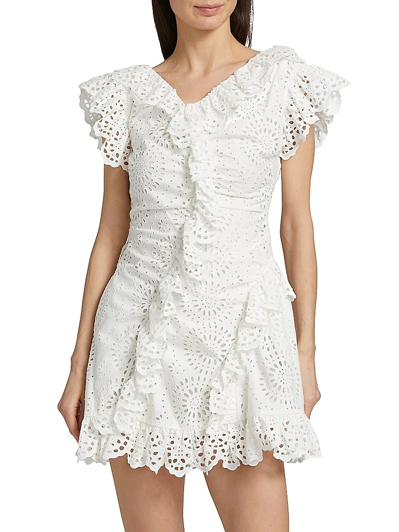 Marie Ruffled Broderie Anglaise Minidress