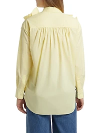 Flor Rose-Appliqué Cotton Button-Front Shirt
