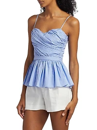 Val Cerulean Stripe Corset Top