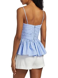 Val Cerulean Stripe Corset Top