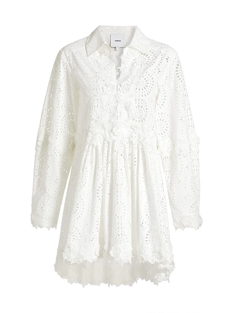 Andie Cotton Lace Mini Shirtdress