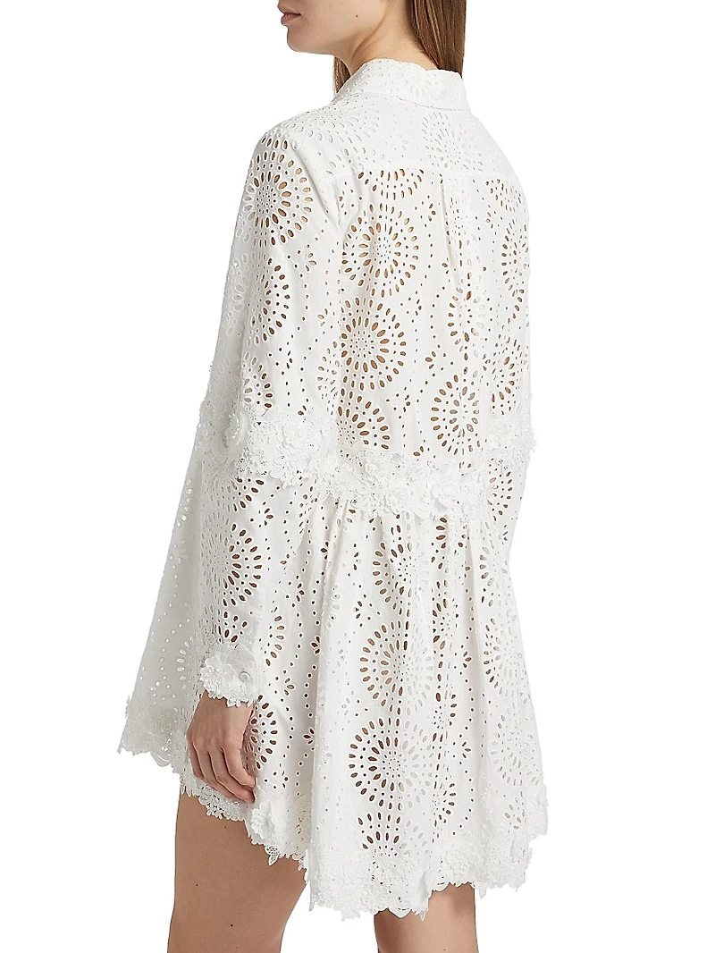 Andie Cotton Lace Mini Shirtdress