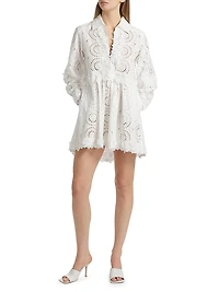 Andie Cotton Lace Mini Shirtdress
