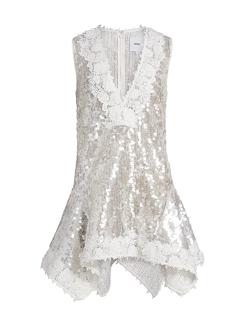 Esme Sequined Lace V-Neck Minidress