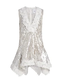 Esme Sequined Lace V-Neck Minidress