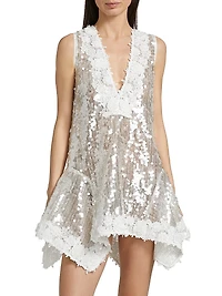 Esme Sequined Lace V-Neck Minidress