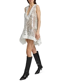 Esme Sequined Lace V-Neck Minidress