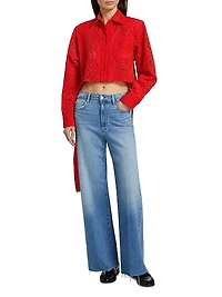 Randall Poppy Cotton Broderie Anglaise Crop Shirt