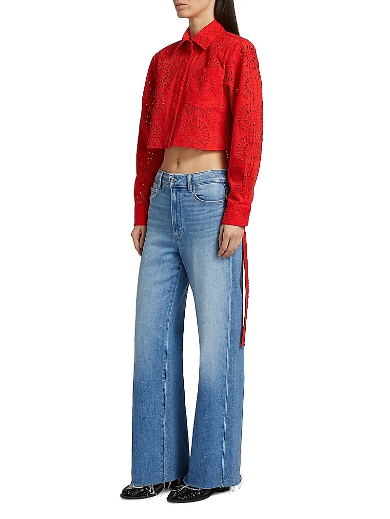 Randall Poppy Cotton Broderie Anglaise Crop Shirt