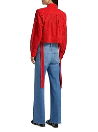 Randall Poppy Cotton Broderie Anglaise Crop Shirt