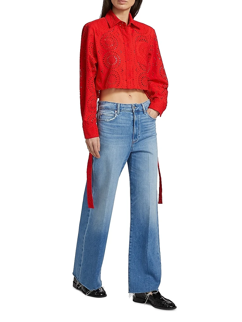 Randall Poppy Cotton Broderie Anglaise Crop Shirt