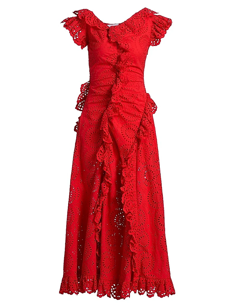 Charli Ruffled Broderie Anglaise Maxi Dress