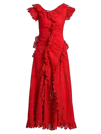 Charli Ruffled Broderie Anglaise Maxi Dress