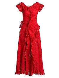 Charli Ruffled Broderie Anglaise Maxi Dress