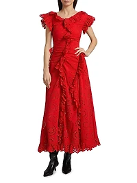 Charli Ruffled Broderie Anglaise Maxi Dress