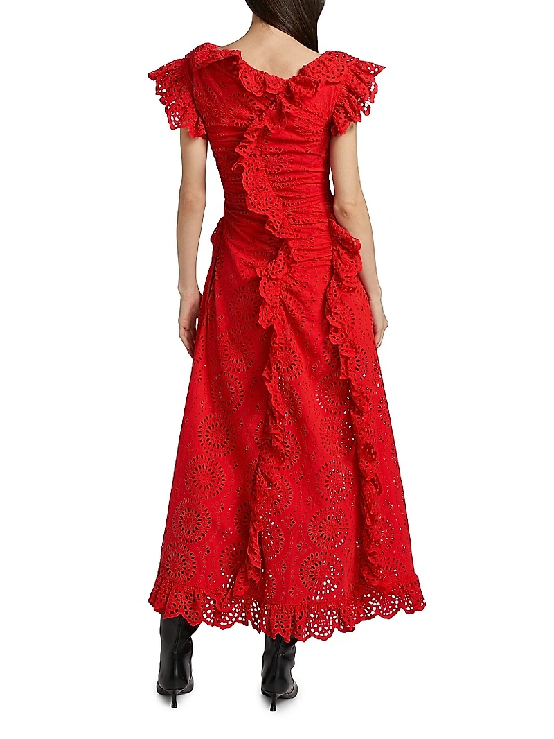 Charli Ruffled Broderie Anglaise Maxi Dress