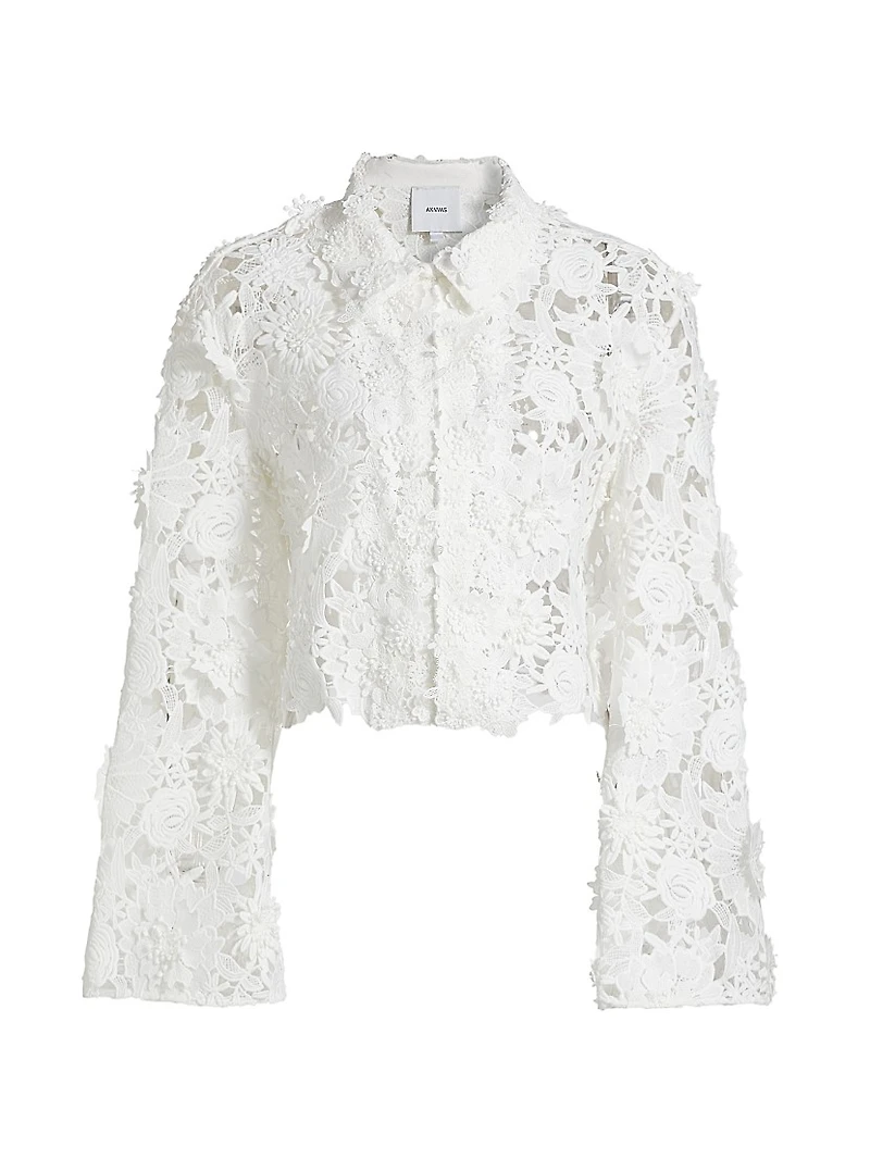 Audrey Lace Bell-Sleeve Crop Jacket