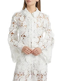 Audrey Lace Bell-Sleeve Crop Jacket