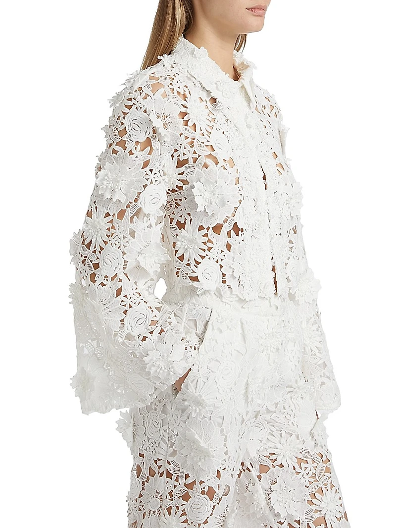 Audrey Lace Bell-Sleeve Crop Jacket