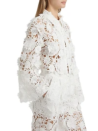 Audrey Lace Bell-Sleeve Crop Jacket