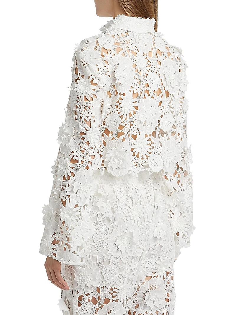 Audrey Lace Bell-Sleeve Crop Jacket