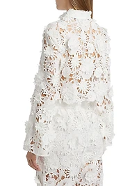 Audrey Lace Bell-Sleeve Crop Jacket