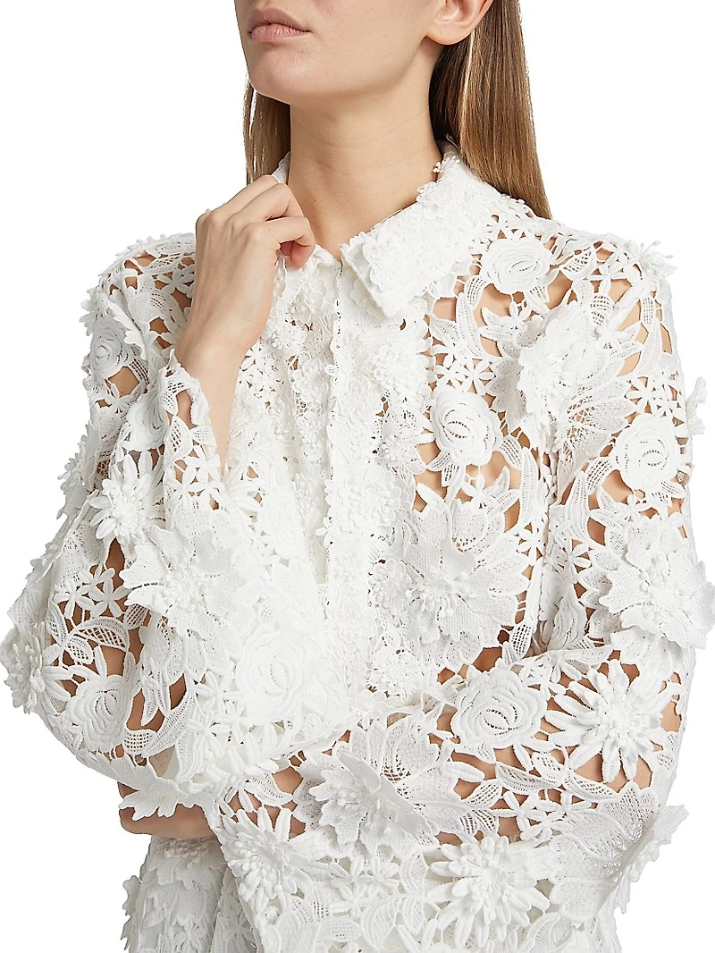 Audrey Lace Bell-Sleeve Crop Jacket