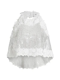 Lola Sequined High-Low Halterneck Top
