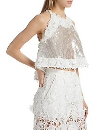 Lola Sequined High-Low Halterneck Top