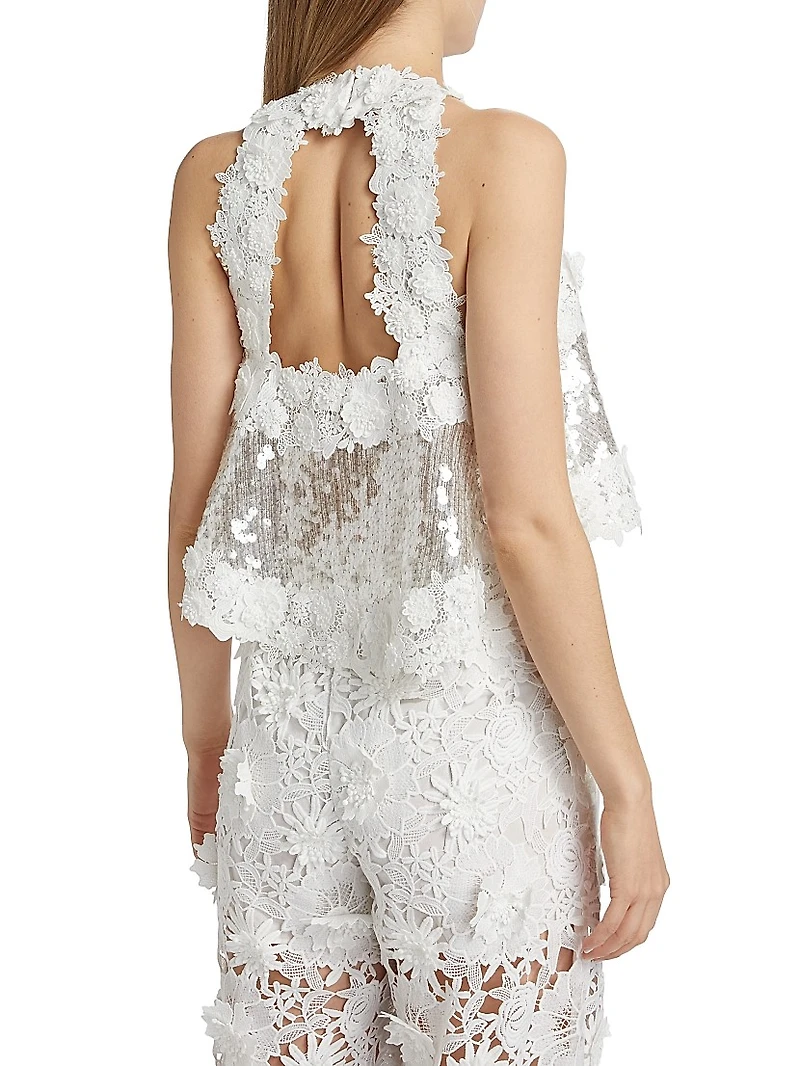 Lola Sequined High-Low Halterneck Top