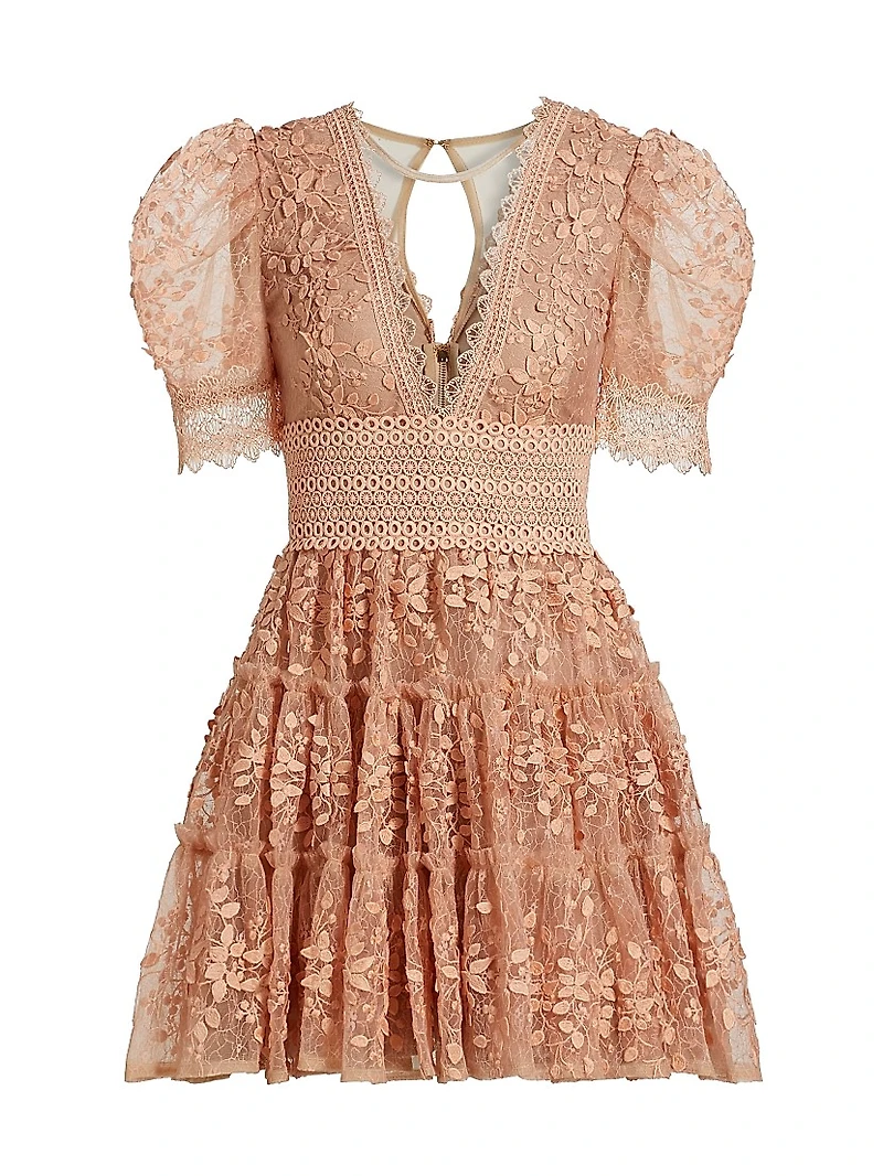 Megan Floral Appliqué Minidress