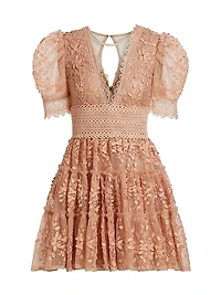 Megan Floral Appliqué Minidress