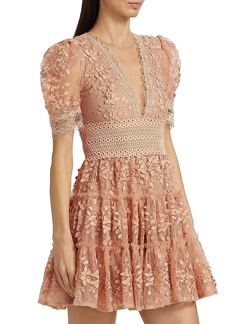 Megan Floral Appliqué Minidress