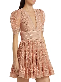 Megan Floral Appliqué Minidress