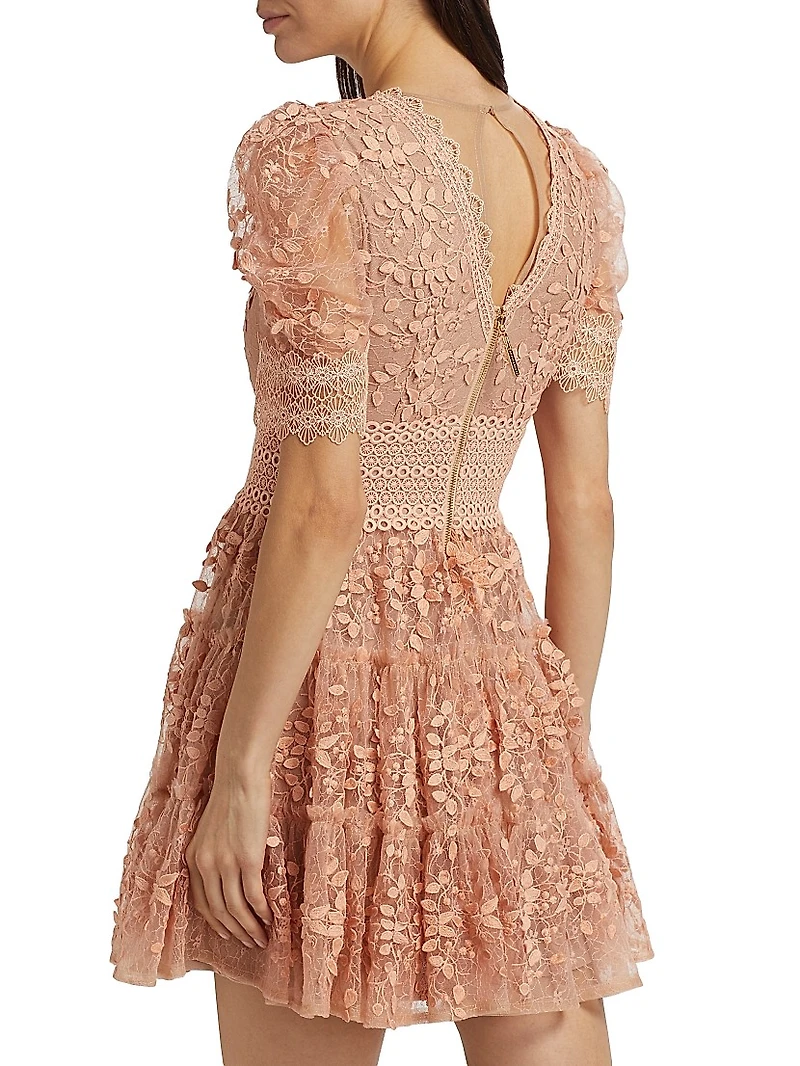 Megan Floral Appliqué Minidress