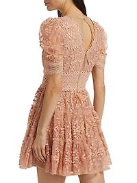 Megan Floral Appliqué Minidress