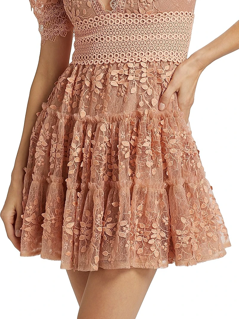 Megan Floral Appliqué Minidress