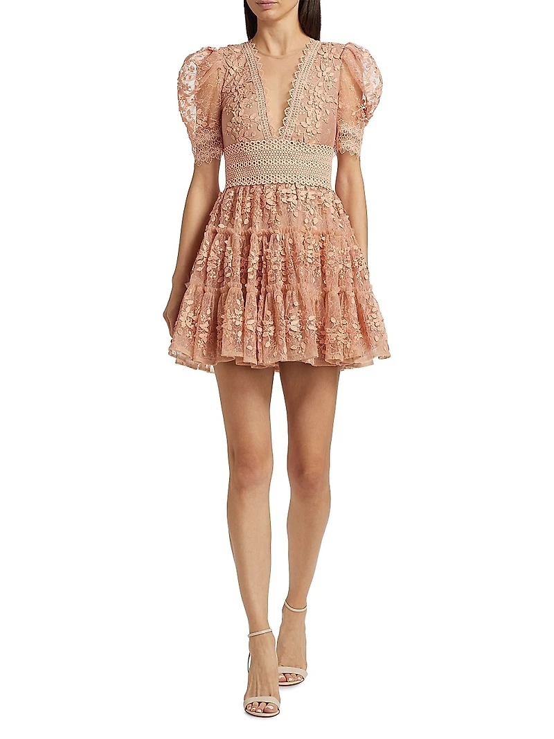 Megan Floral Appliqué Minidress