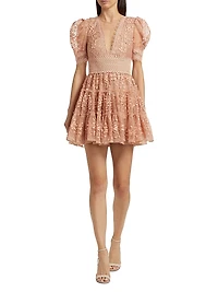 Megan Floral Appliqué Minidress
